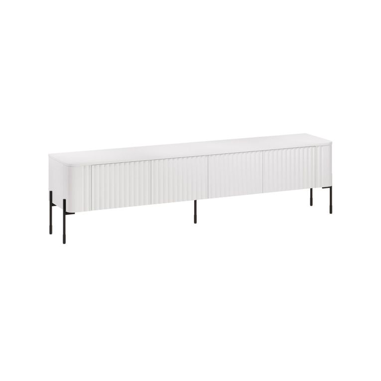 Mobile porta TV Fiaes, Madia da salotto con quattro ante battenti, Rialzato da terra, 190x40 h50 cm, Bianco