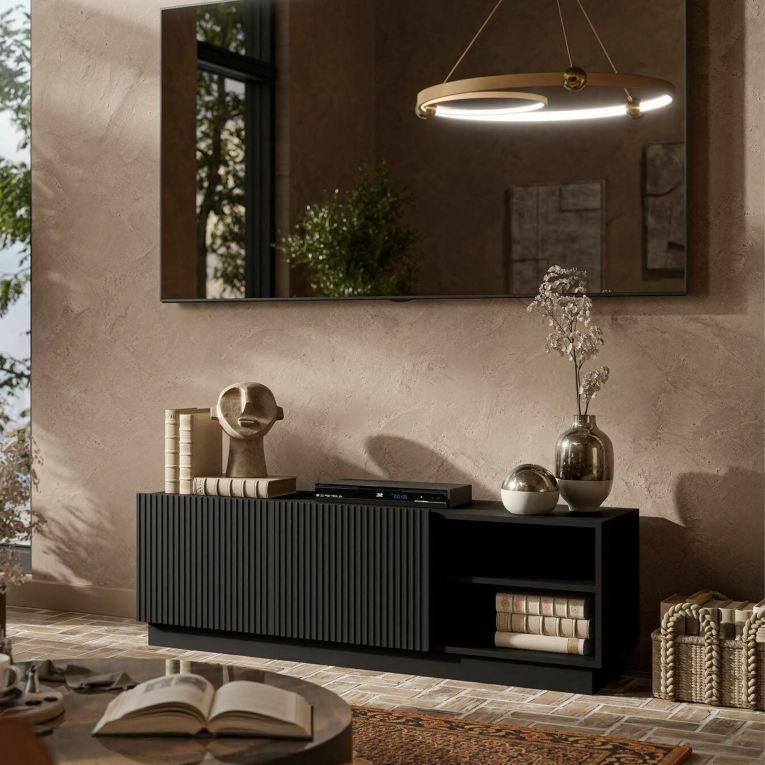 Mobile porta TV Finita, 150x40 h48 cm, Nero