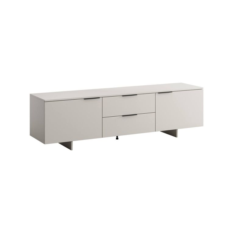 Mobile porta TV Freamunde, Madia da salotto con due ante battenti e due cassetti, Rialzato da terra, 180x42 h55 cm, Beige