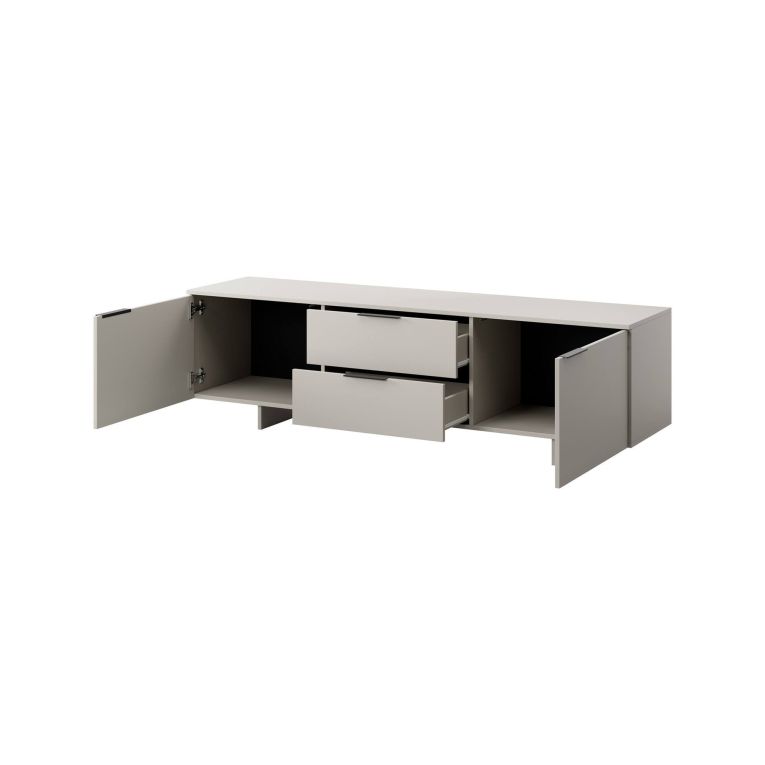 Mobile porta TV Freamunde, Madia da salotto con due ante battenti e due cassetti, Rialzato da terra, 180x42 h55 cm, Beige