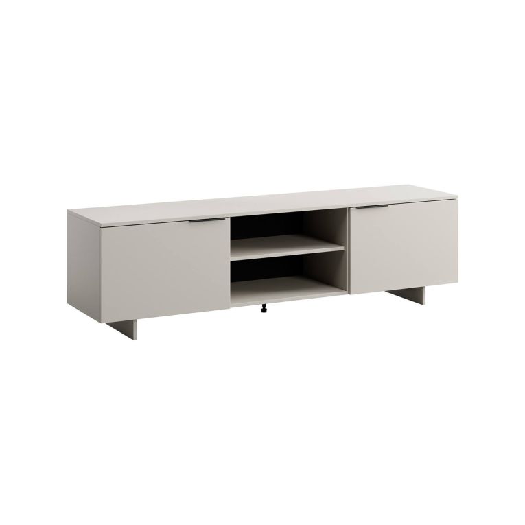 Mobile porta TV Funchal, Madia da salotto con due ante battenti e due vani aperti, Rialzato da terra, 180x42 h55 cm, Beige