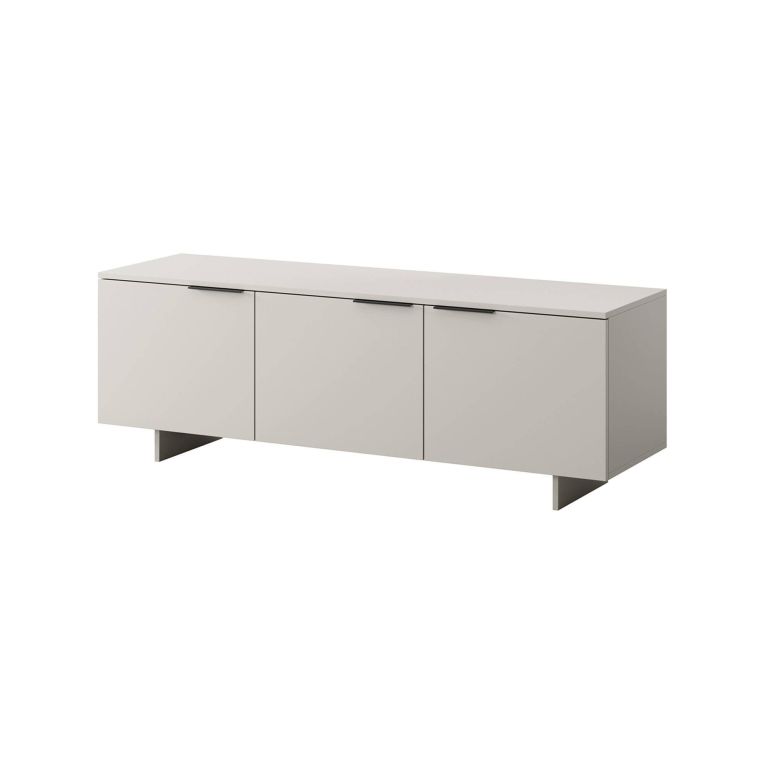 Mobile porta TV Fundao, Madia da salotto con tre ante battenti, Rialzato da terra, 150x42 h55 cm, Beige