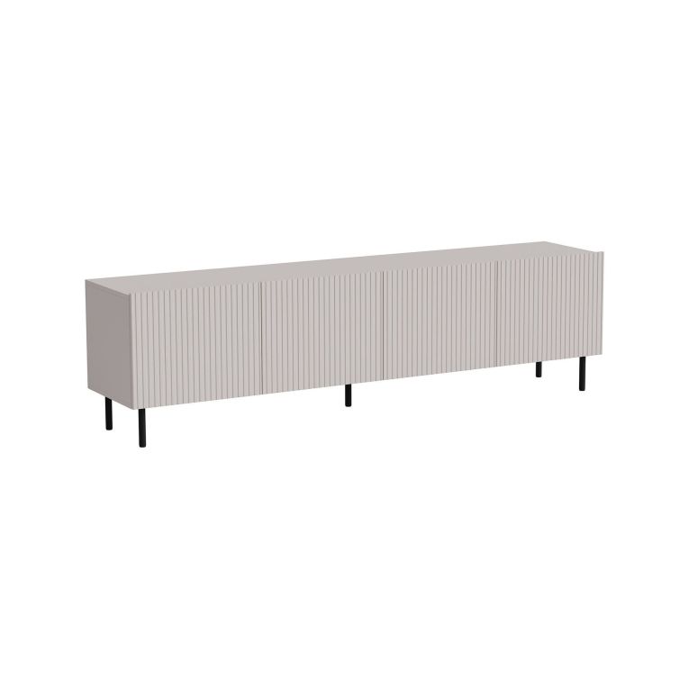 Mobile porta TV Gandra, Madia da salotto con quattro ante battenti, Rialzato da terra, 200x42 h52 cm, Beige