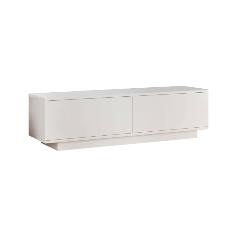 Mobile porta TV Ganymede, Credenza da soggiorno, Armadio basso per TV, Base parete attrezzata, 140x36 h38 cm, Bianco