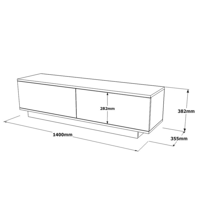 Mobile porta TV Ganymede, Credenza da soggiorno, Armadio basso per TV, Base parete attrezzata, 140x36 h38 cm, Bianco