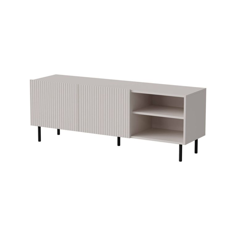 Mobile porta TV Gouveia, Madia da salotto con quattro ante battenti, Rialzato da terra, 150x42 h52 cm, Beige