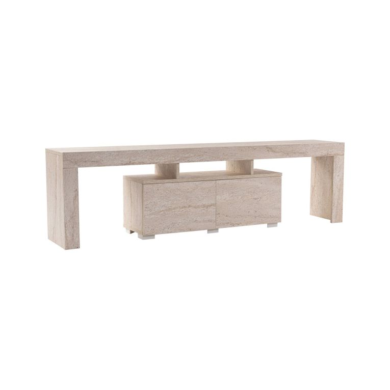 Mobile porta TV Govone, Credenza da soggiorno, Armadio basso per TV, Base parete attrezzata, 180x31 h50 cm, Beige
