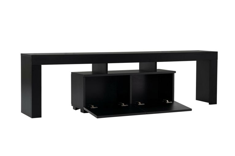 Mobile porta TV Govone, Credenza da soggiorno, Armadio basso per TV, Base parete attrezzata, 180x31 h50 cm, Nero