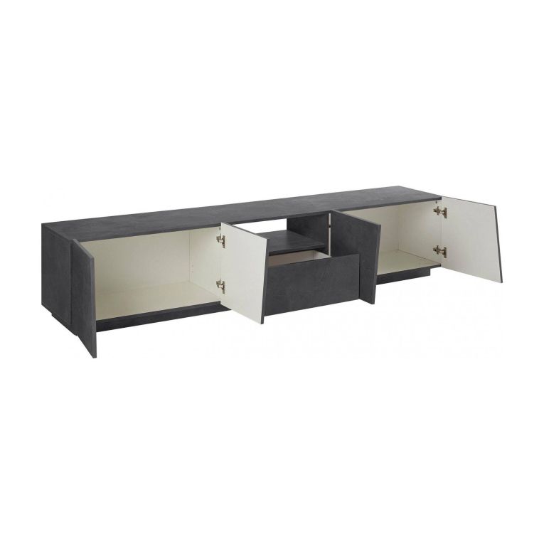 Mobile Porta tv Grigio Ardesia un Cassetto un Ripiano 220x43x46h cm, 4 Ante Made in Italy - Azzurras
