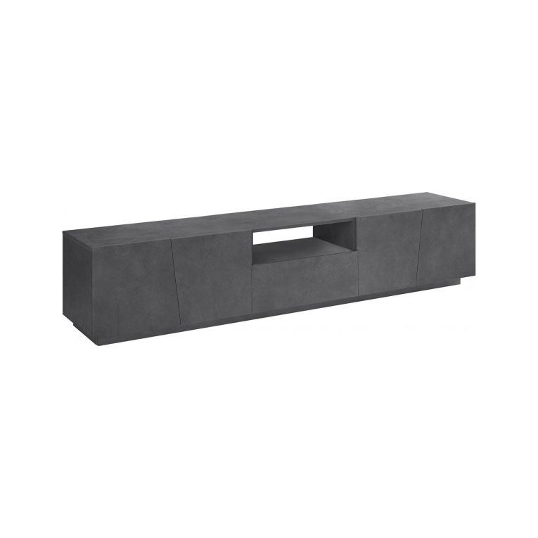 Mobile Porta tv Grigio Ardesia un Cassetto un Ripiano 220x43x46h cm, 4 Ante Made in Italy - Azzurras