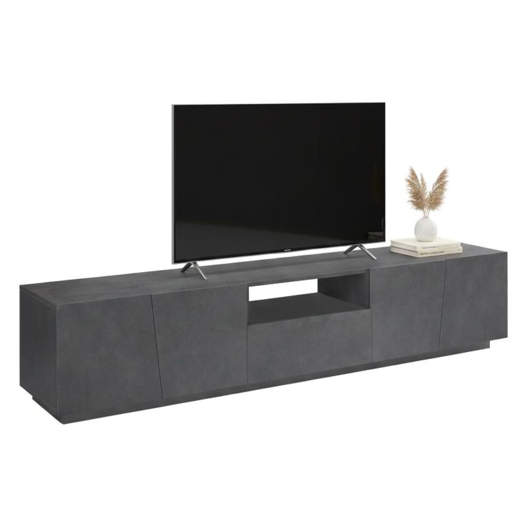 Mobile Porta tv Grigio Ardesia un Cassetto un Ripiano 220x43x46h cm, Apertura Battente Made in Italy - Azzurras