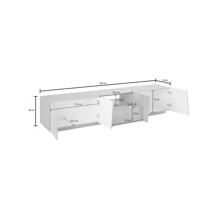 Mobile Porta tv Grigio Ardesia un Cassetto un Ripiano 220x43x46h cm, Apertura Battente Made in Italy - Azzurras
