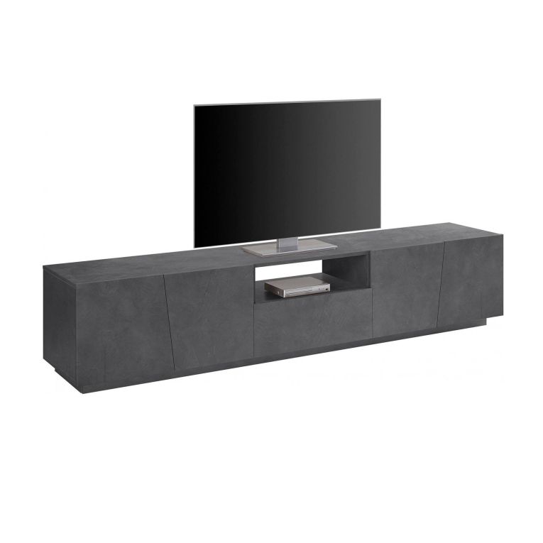 Mobile Porta tv Grigio Ardesia un Cassetto un Ripiano 220x43x46h cm, Apertura Battente Made in Italy - Azzurras