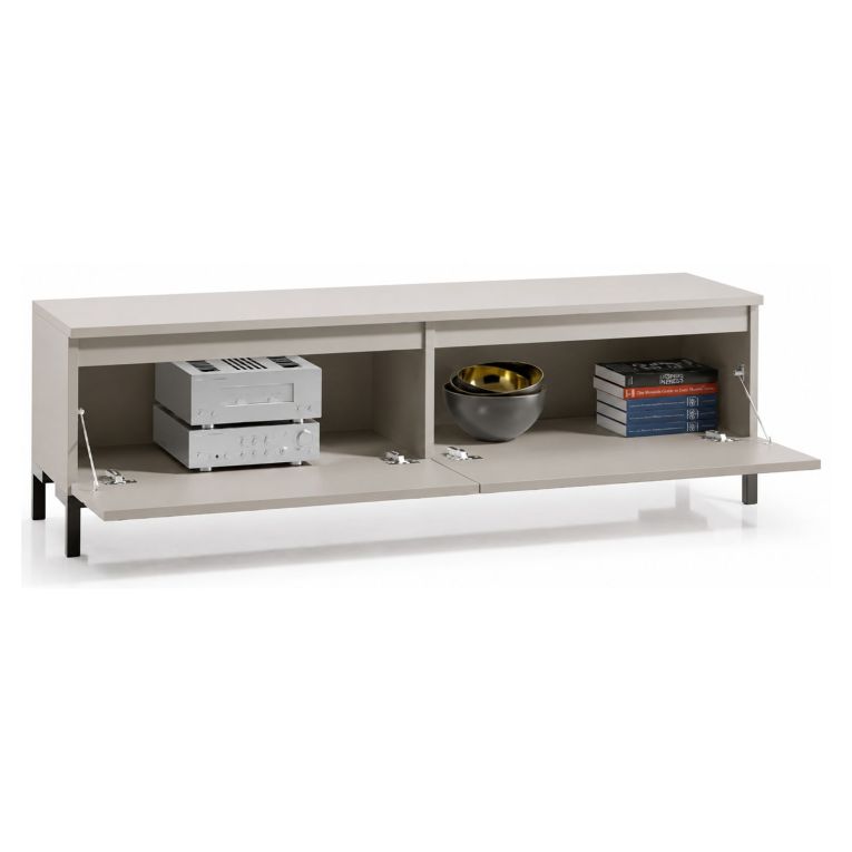 Mobile Porta tv Grigio Chiaro Nero un Ripiano 2 Ante 150x37x45h cm, con Piedini Made in Italy - Mimasato