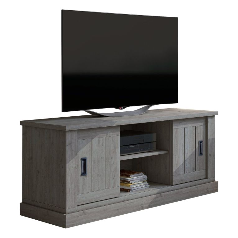 Mobile Porta tv Grigio Rovere Grigio un Ripiano 2 Ante 45x46x60h cm, 4 Vani - Mesola