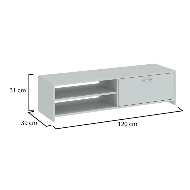 Mobile Porta tv Grigio un Cassetto 2 Ripiani 120x39x31h cm, 2 Vani - Lihamo