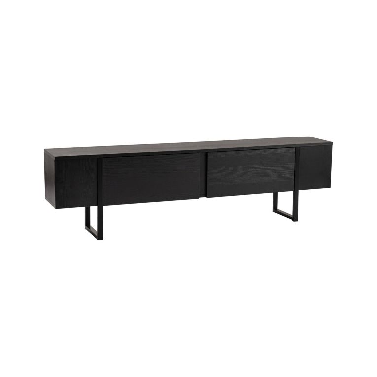 Mobile porta TV Gussola, Credenza da soggiorno, Armadio basso per TV, Base parete attrezzata, 180x30 h50 cm, Nero