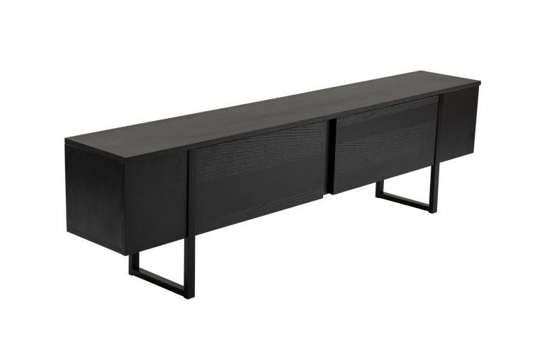 Mobile porta TV Gussola, Credenza da soggiorno, Armadio basso per TV, Base parete attrezzata, 180x30 h50 cm, Nero