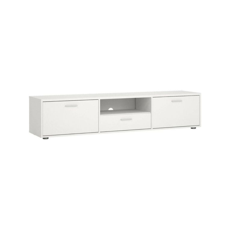Mobile porta TV Harmonie, Credenza da soggiorno, Armadio basso per TV, Base parete attrezzata, 40x177 h38 cm, Bianco
