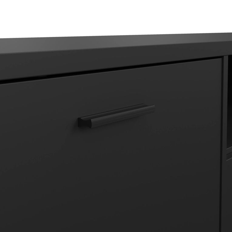 Mobile porta TV Harmonie, Credenza da soggiorno, Armadio basso per TV, Base parete attrezzata, 40x177 h38 cm, Nero