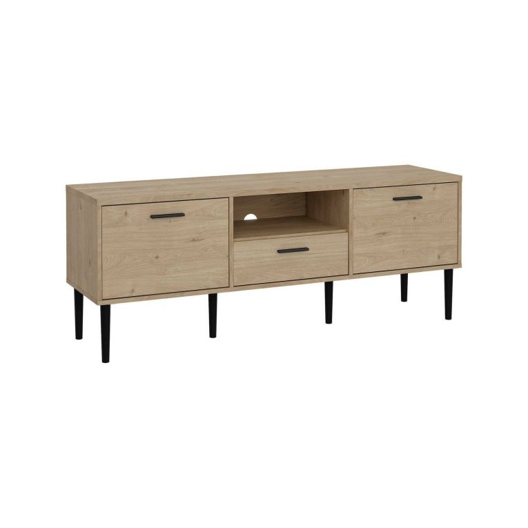 Mobile porta TV Honorine, Credenza da soggiorno, Armadio basso per TV, Base parete attrezzata, 40x147 h57 cm, Rovere
