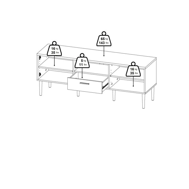 Mobile porta TV Honorine, Credenza da soggiorno, Armadio basso per TV, Base parete attrezzata, 40x147 h57 cm, Rovere