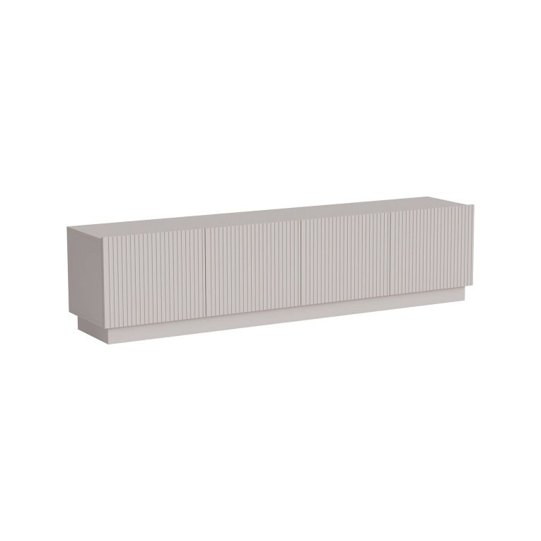 Mobile porta TV Horta, Madia da salotto con quattro ante battenti, Design minimal e moderno, 200x40 h48 cm, Beige