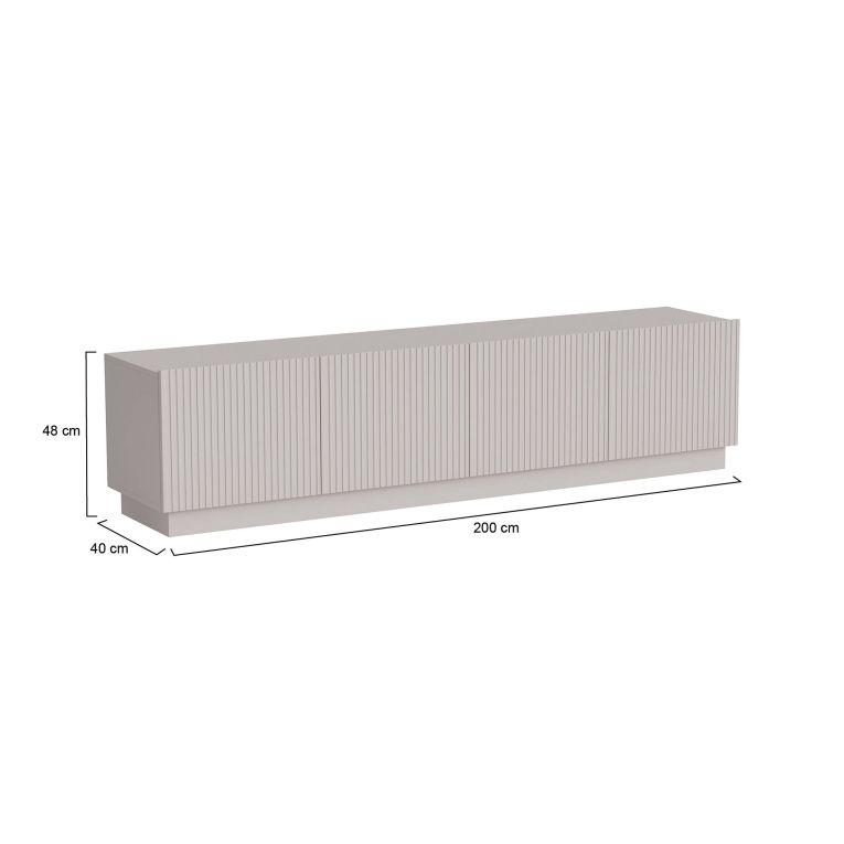 Mobile porta TV Horta, Madia da salotto con quattro ante battenti, Design minimal e moderno, 200x40 h48 cm, Beige