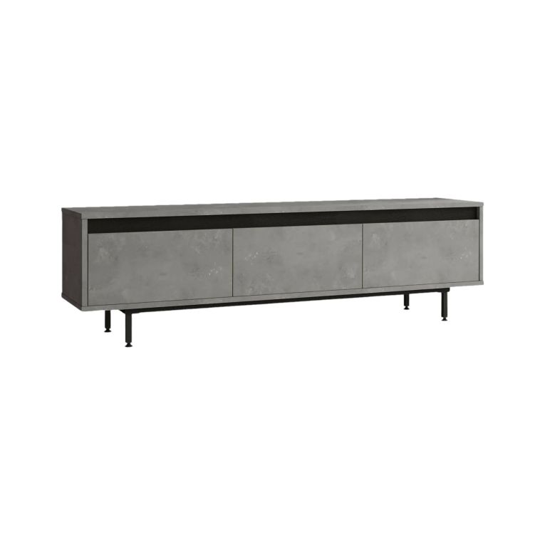 Mobile porta TV Hydra, Credenza da soggiorno, Armadio basso per TV, Base parete attrezzata, 160x36 h45 cm, Argento e Nero
