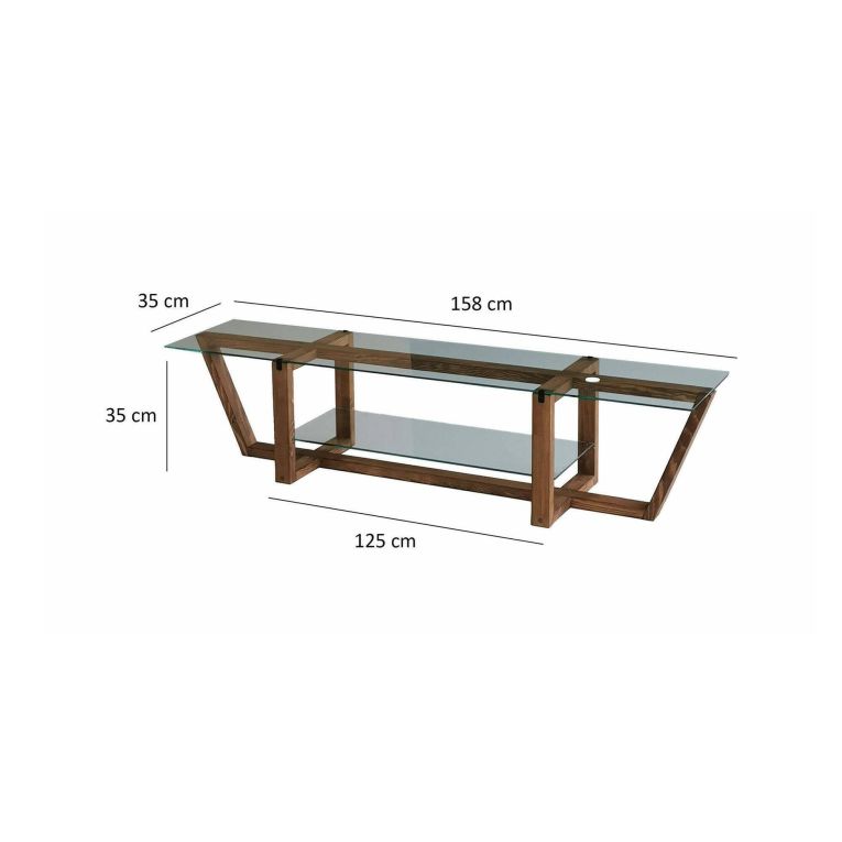 Mobile porta TV Icarus, Supporto per televisione da salotto, Credenza bassa da soggiorno, Base porta TV, 158x35h35 cm, Noce