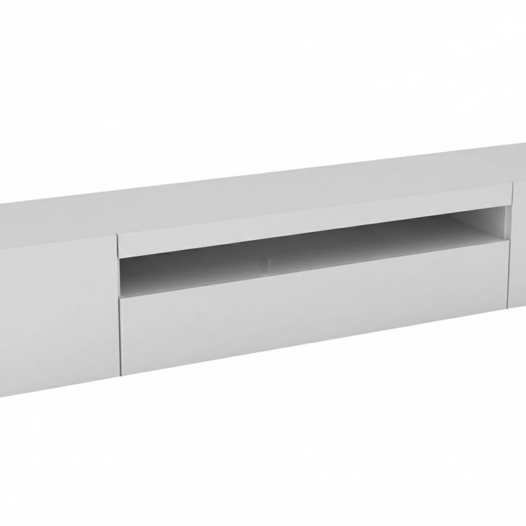 Mobile porta TV Jesse, Credenza bassa da soggiorno a 3 ante, Base porta TV, 100% Made in Italy, cm 200x40h37, Bianco lucido