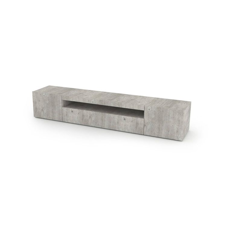 Mobile porta TV Jesse, Credenza bassa da soggiorno a 3 ante, Base porta TV, 100% Made in Italy, cm 200x40h37, Cemento