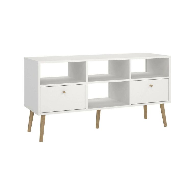 Mobile porta TV Jolie, Credenza da soggiorno, Armadio basso per TV, Base parete attrezzata, 39x117 h61 cm, Bianco