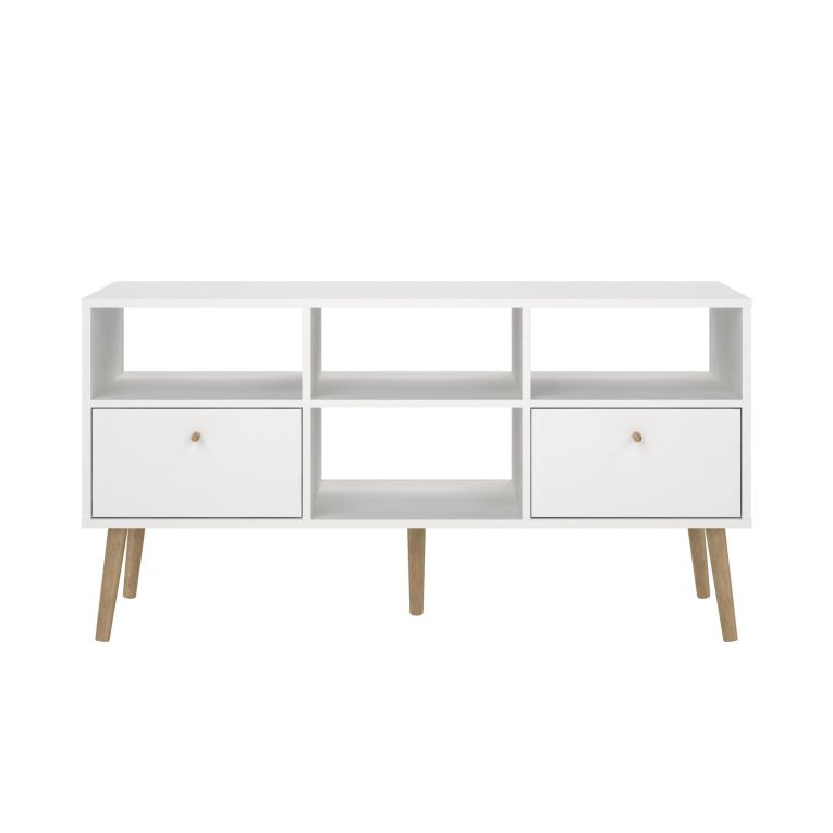 Mobile porta TV Jolie, Credenza da soggiorno, Armadio basso per TV, Base parete attrezzata, 39x117 h61 cm, Bianco