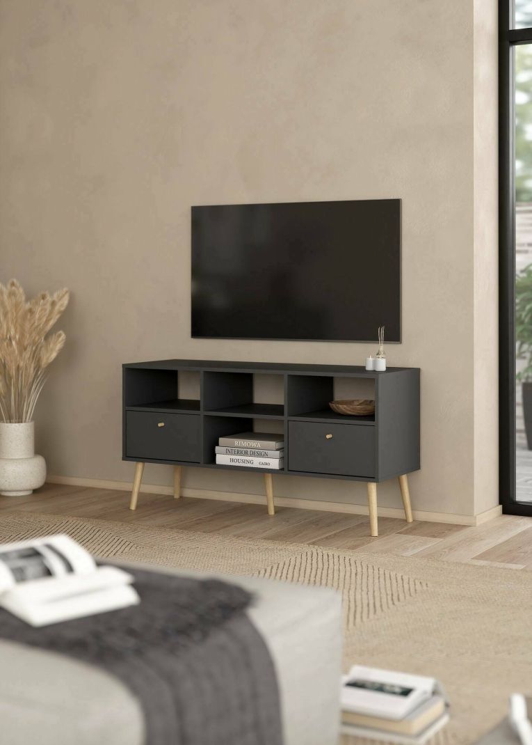 Mobile porta TV Jolie, Credenza da soggiorno, Armadio basso per TV, Base parete attrezzata, 39x117 h61 cm, Grigio