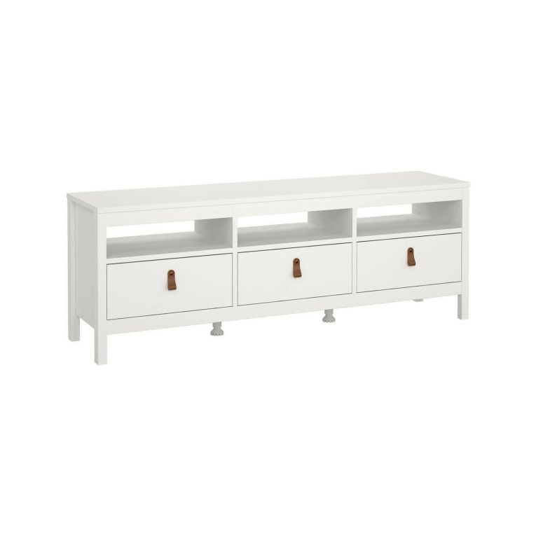 Mobile porta TV Liliane, Credenza da soggiorno, Armadio basso per TV, Base parete attrezzata, 38x151 h54 cm, Bianco