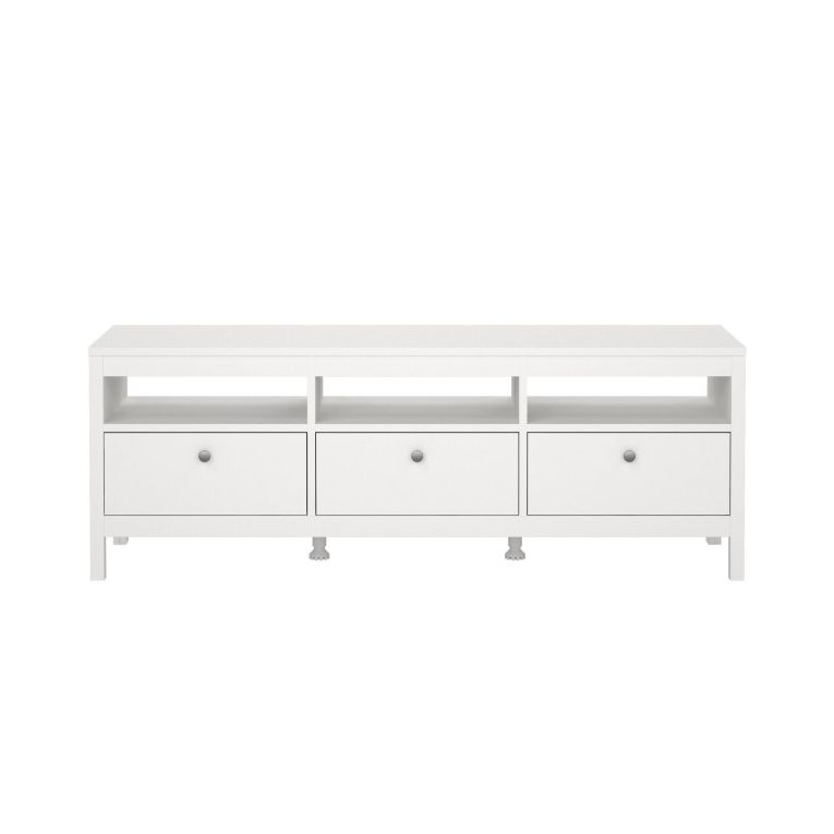 Mobile porta TV Liliane, Credenza da soggiorno, Armadio basso per TV, Base parete attrezzata, 38x151 h54 cm, Bianco