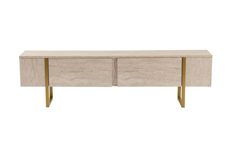 Mobile porta TV Lilith, 180x30 h50 cm, Beige e Oro