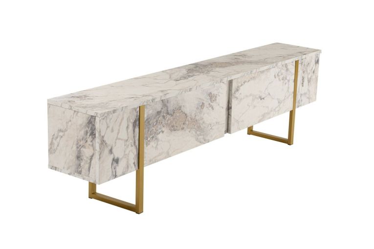 Mobile porta TV Lilith, 180x30 h50 cm, Marmo e Oro