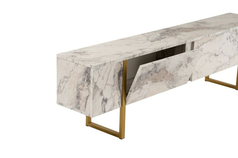 Mobile porta TV Lilith, 180x30 h50 cm, Marmo e Oro