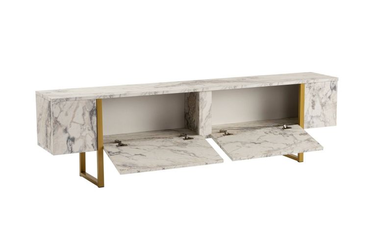 Mobile porta TV Lilith, 180x30 h50 cm, Marmo e Oro