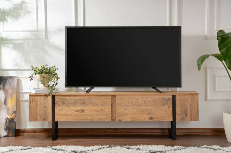 Mobile porta TV Lilith, 180x30 h50 cm, Pino e Nero