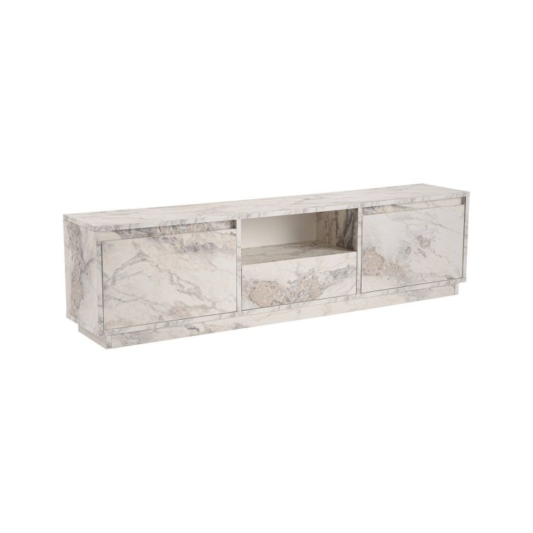 Mobile porta TV Lovere, Credenza da soggiorno, Armadio basso per TV, Base parete attrezzata, 160x30 h42 cm, Marmo
