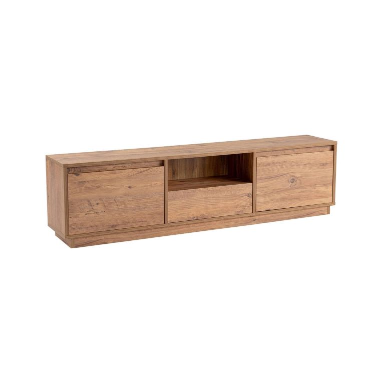Mobile porta TV Lovere, Credenza da soggiorno, Armadio basso per TV, Base parete attrezzata, 160x30 h42 cm, Pino