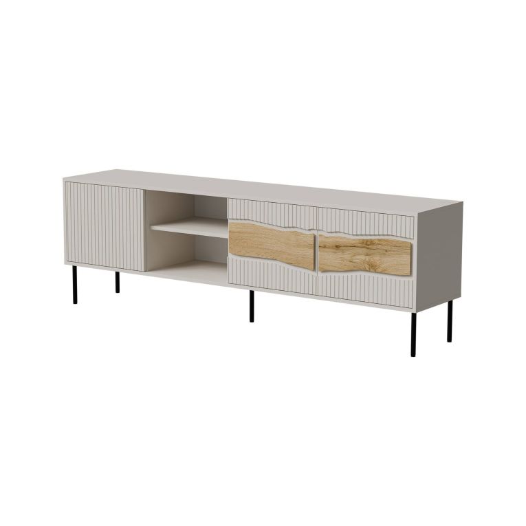 Mobile porta TV Luvinate, 190x40 h62 cm, Beige e Rovere Nodi