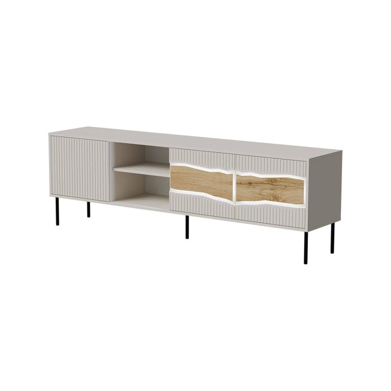 Mobile porta TV Luvinate, 190x40 h62 cm, Beige e Rovere Nodi