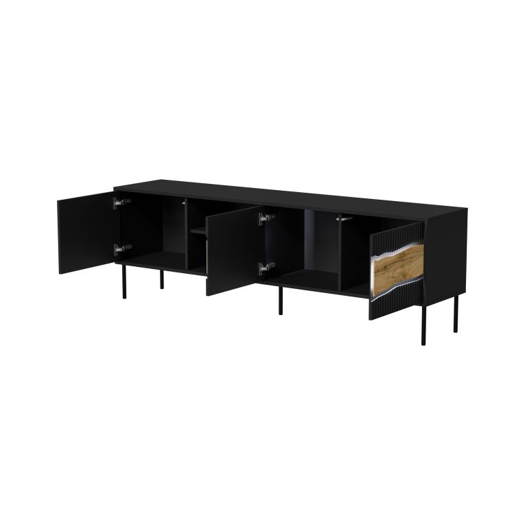 Mobile porta TV Luvinate, 190x40 h62 cm, Nero e Rovere Nodi