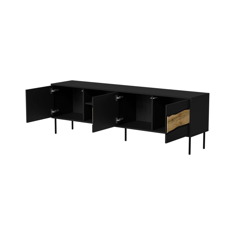 Mobile porta TV Luvinate, 190x40 h62 cm, Nero e Rovere Nodi
