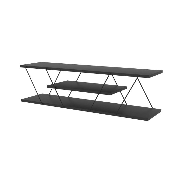 Mobile porta TV Lysithea, Supporto per televisione da salotto, Credenza bassa da soggiorno, Base porta TV, 120x30h33 cm, Antracite e Grigio