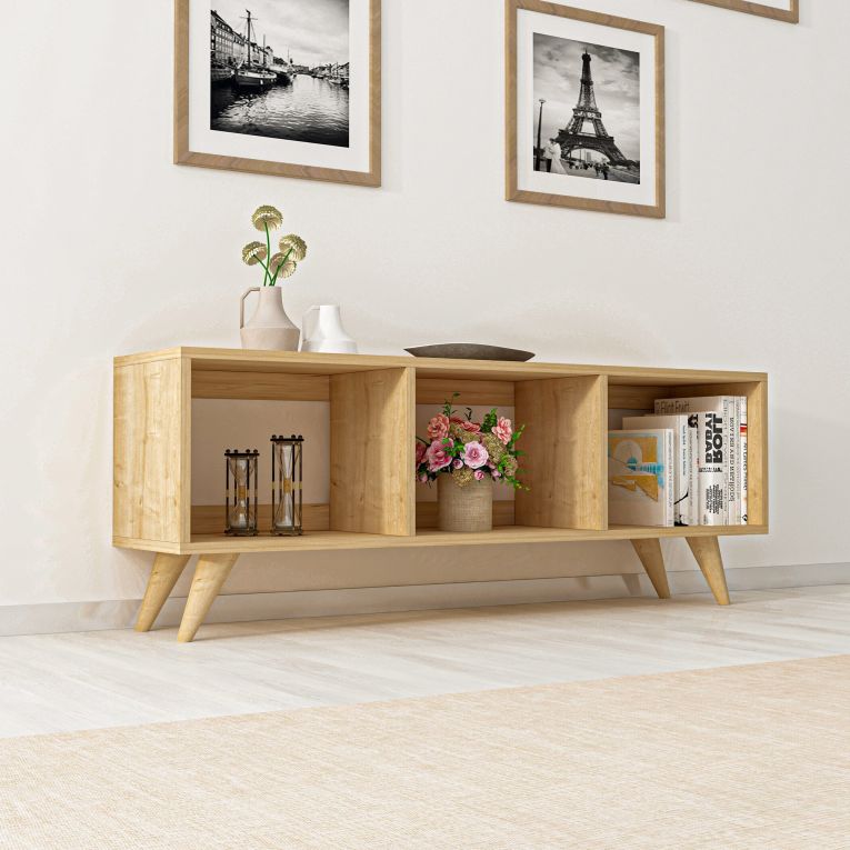 Mobile Porta tv Marrone 3 Vani Peso Supportato 40 kg 120x30x48h cm, Installazione a Terra - Sizzano